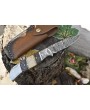 Twist Damascus Folding Knife, Bone & Wood Handle