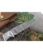 Twist Damascus Folding Knife, Bone & Wood Handle