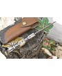 Twist Damascus Folding Knife, Bone & Wood Handle