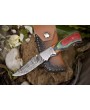 Twist Damascus Folding Knife, Hard Wood Handle