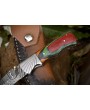 Twist Damascus Folding Knife, Hard Wood Handle