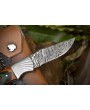 Twist Damascus Folding Knife, Hard Wood Handle