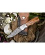 Twist Damascus Folding Knife, Olive Wood Handle