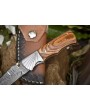 Twist Damascus Folding Knife, Olive Wood Handle