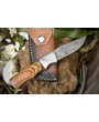 Twist Damascus Folding Knife, Olive Wood Handle