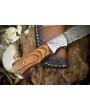 Twist Damascus Folding Knife, Olive Wood Handle