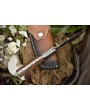 Twist Damascus Folding Knife, Olive Wood Handle