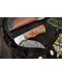 Twist Damascus Folding Knife, Olive Wood Handle