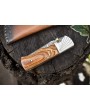 Twist Damascus Folding Knife, Olive Wood Handle