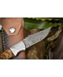 Twist Damascus Folding Knife, Olive Wood Handle