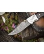 Twist Damascus Folding Knife, Hard Wood Handle