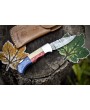 Twist Damascus Folding Knife, Bone and Wood Handle