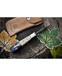 Twist Damascus Folding Knife, Bone and Wood Handle