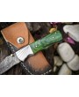 Twist Damascus Folding Knife, Hard Wood Handle