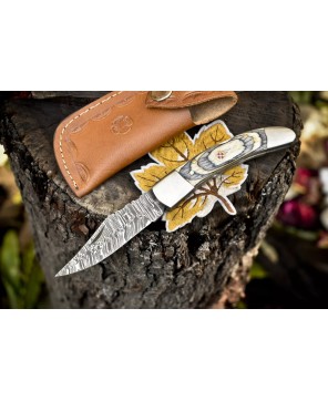 Damascus Folding Knife (Closeout): Handcrafted