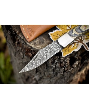 Damascus Folding Knife (Closeout): Handcrafted