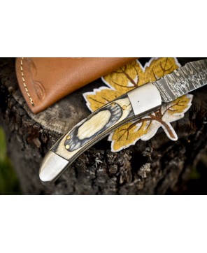 Damascus Folding Knife (Closeout): Handcrafted