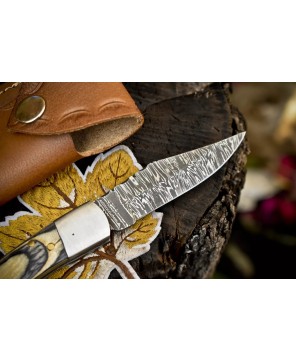 Damascus Folding Knife (Closeout): Handcrafted