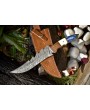 Damascus Full Tang Knife: Bone Handle, Sports