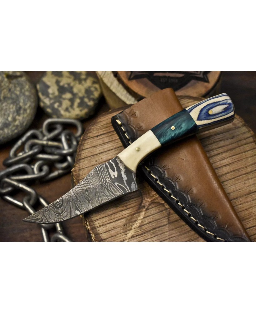 Twist Damascus Skinner Knife | Survival Gear