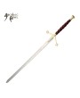 52" Spiral Wood Handle Claymore - Brass Guard, Leather Sheath