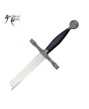 40" King Arthur Sword - Black Handle, Etched Design