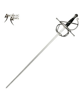 43.5" Black Wire Wrapped Medieval Rapier - Elegant Design