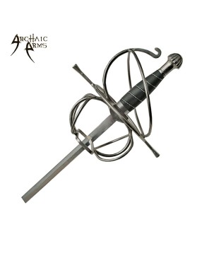 43.5" Black Wire Wrapped Medieval Rapier - Elegant Design