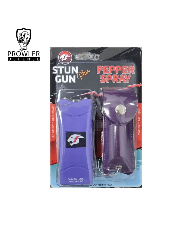 Purple Mini Stun Gun & Pepper Spray Combo for Self Defense