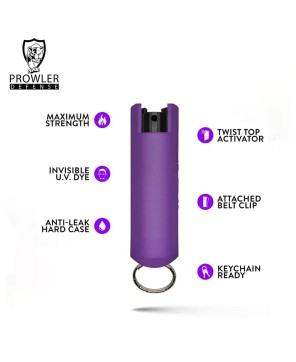 Purple Hard Case Pepper Spray Keychain - Personal Defense