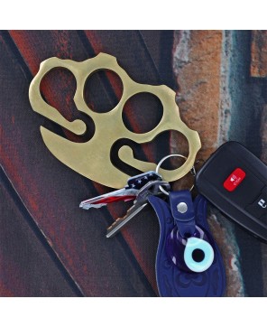 Solid Brass Knuckle Key Ring - 100% Pure Brass Belt Clip