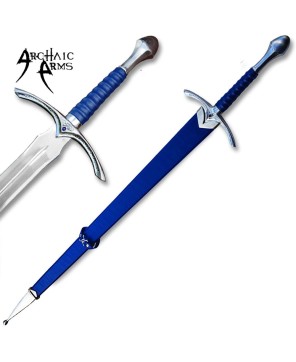 Fantasy Glamdring Replica Sword - Blue Leather & Wood Scabbard