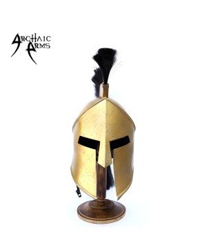 Greek Spartan King Crested Helmet With Stand - Black Plume