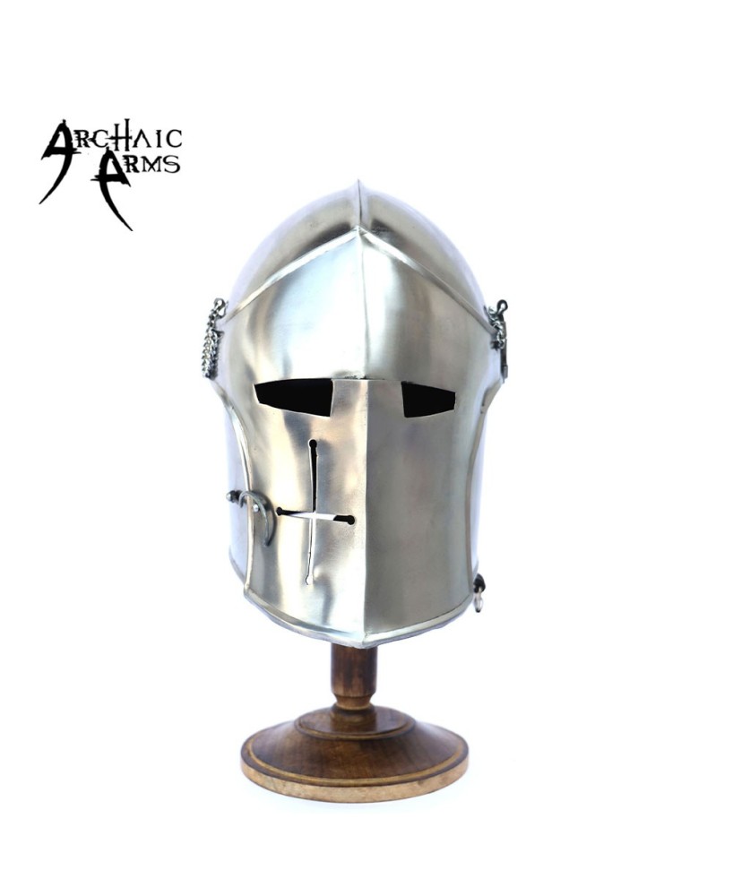 Medieval Visored Barbuta Helmet - Authentic 18-Gauge Steel Armor