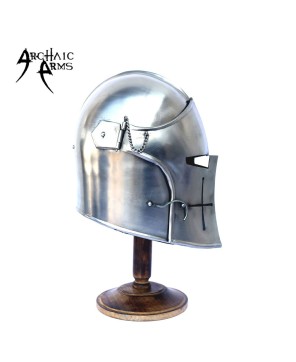 Medieval Visored Barbuta Helmet - Authentic 18-Gauge Steel Armor