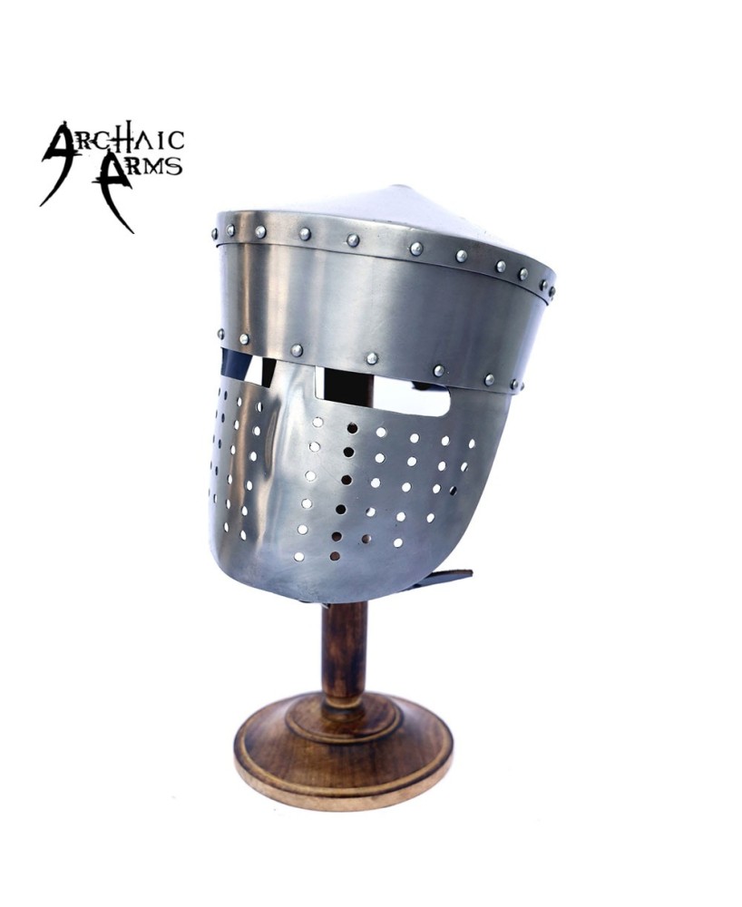 Medieval Crusader Peaked Pot Helmet - Authentic Knightly Armor