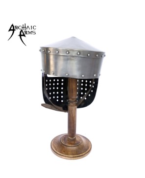 Medieval Crusader Peaked Pot Helmet - Authentic Knightly Armor