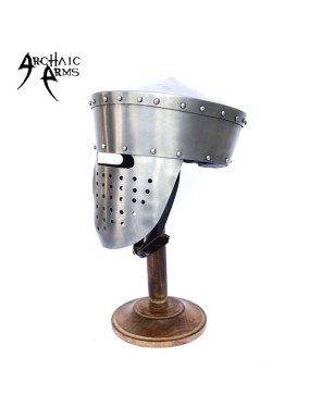 Medieval Crusader Peaked Pot Helmet - Authentic Knightly Armor