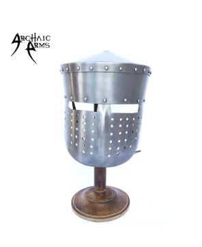 Medieval Crusader Peaked Pot Helmet - Authentic Knightly Armor