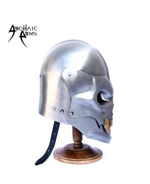 Medieval Human Skull Helmet Silver Demon - Handcrafted Steel Armor