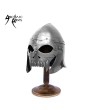 Dark Medieval Warrior Helmet - Handcrafted Steel Armor with Display St