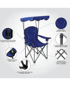 Oversized Camp Chair with Shade Canopy - Comfortable & Durable