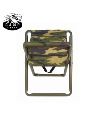 Portable Black Steel Camping Stool with Storage - Lightweight & Durabl