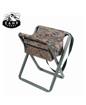 Portable Black Steel Camping Stool with Storage - Lightweight & Durabl