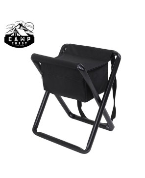 Portable Black Steel Camping Stool with Storage - Lightweight & Durabl