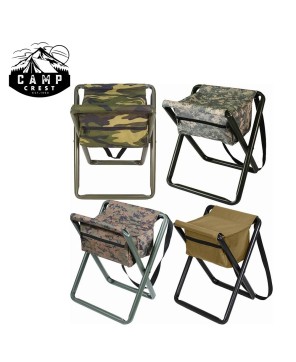 Portable Black Steel Camping Stool with Storage - Lightweight & Durabl