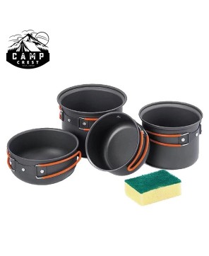 Durable Camping Cookware Set with Mesh Bag – Ideal for 3-4 People