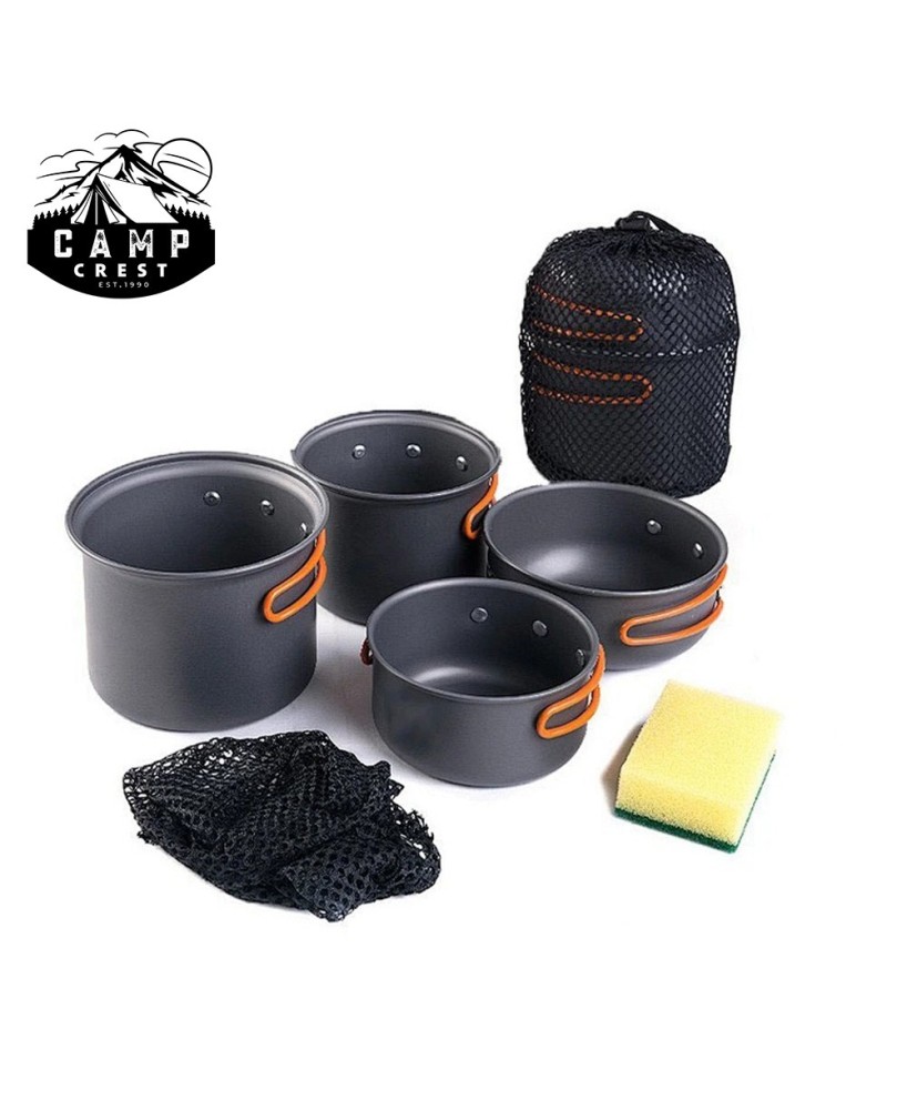 Durable Camping Cookware Set with Mesh Bag – Ideal for 3-4 People