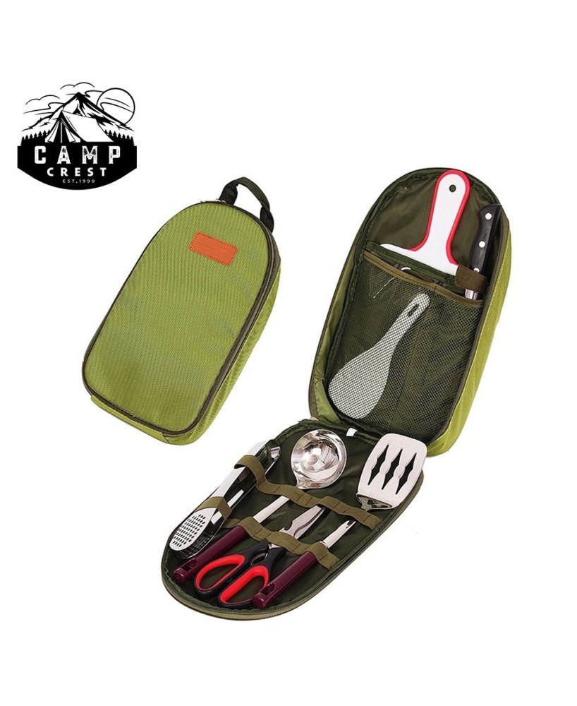 Portable Camp Kitchen Utensil Organizer Set - 8-Piece Outdoor Cooking