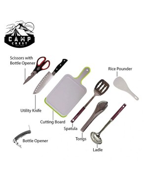 Portable Camp Kitchen Utensil Organizer Set - 8-Piece Outdoor Cooking